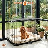 COZY PET 36 Inch Dog Crate with Metal Tray Two Doors Fold Flat Black view 4