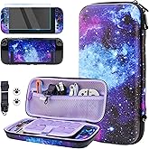 GLDRAM Galaxy Carrying Case for Nintendo Switch 2 (2025), Portable Accessories Bundle with Travle Storage Bag, PC Protective Cover, Shoulder Strap, Screen Protector & 2 Thumb Grips - Purple