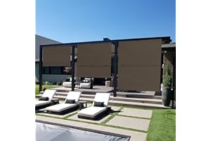 SunnyRoyal Patio Shades Foldable Outdoor Exterior Foldable Shades Blinds for Patio Yard Deck Porch Balcony Backyard 8'W X 6'L Brown