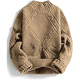 Aelfric Eden Women's Oversized Cable Knit Chunky Sweater Mock Neck Long Sleeve Heart Knit Pullover Sweater 2025 Fall Outfit