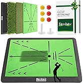 Fanshaw Portable Golf Mat with Swing Path Trajectory, 3-in-1 Hitting Mat | Swing path trajectory feedback, Heavy duty non-slip rubber base, Indoor &amp; outdoor chipping practice