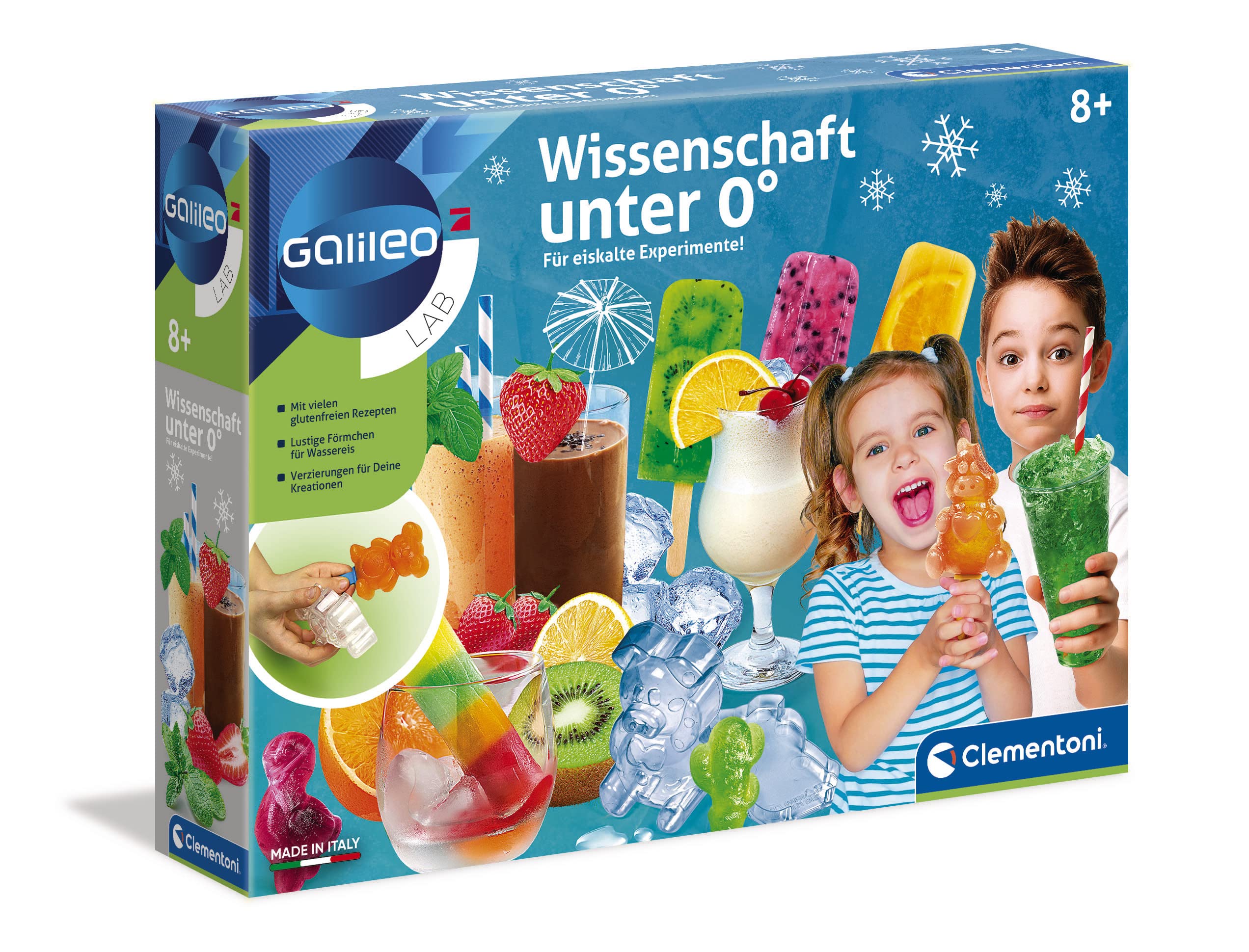 Clementoni 59166 Galileo Lab - Science Under 0° Experiment Box for DIY Ice Cream Toy for Children Aged 8 Years and Above - Delicious Experiments for Children's Room