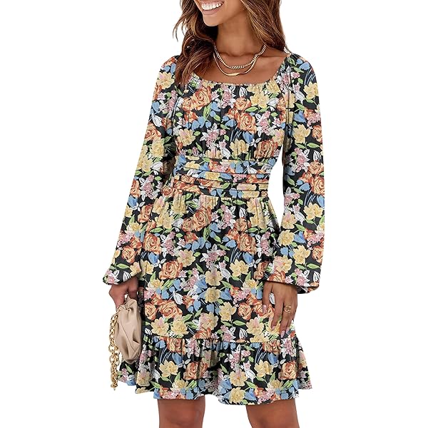 Utcoco Women's Summer V-Neck Smocked Waist Maxi Dress - Short Sleeve Flowy Long Dress (2025 Style)
