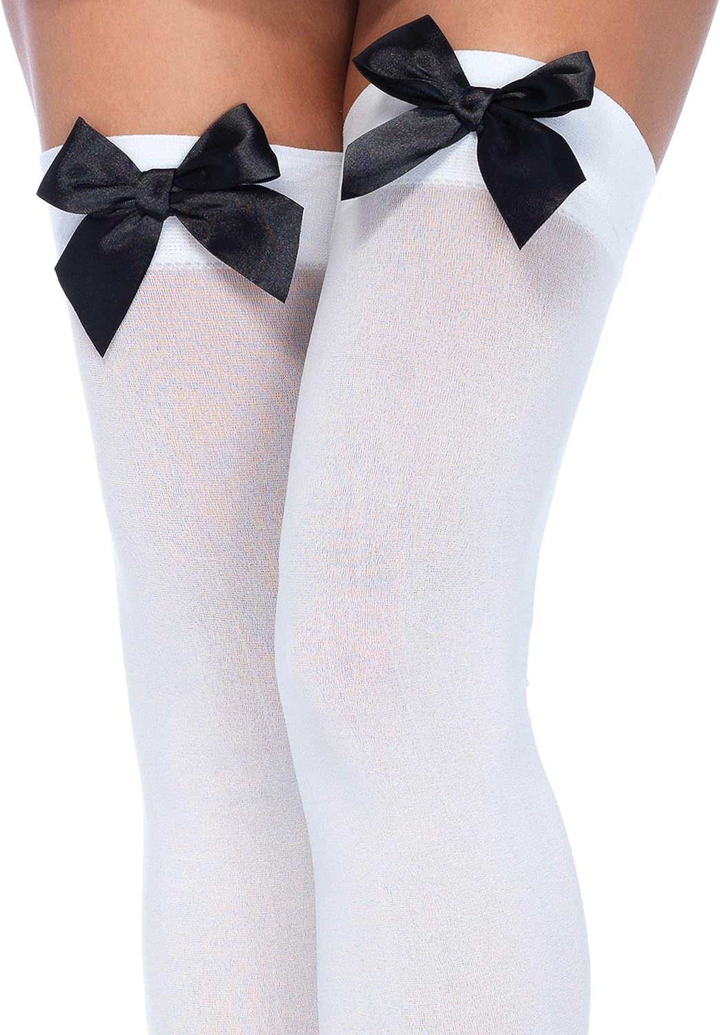 Leg Avenue Women's Satin Bow Accent Thigh Highs: Clothing