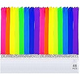 CANWELUX 48 Pack Bright Neon Lanyard for ID Badges, Lanyard with Anti-Lost ID Holders for Cruise (Multi8C,48Pack)