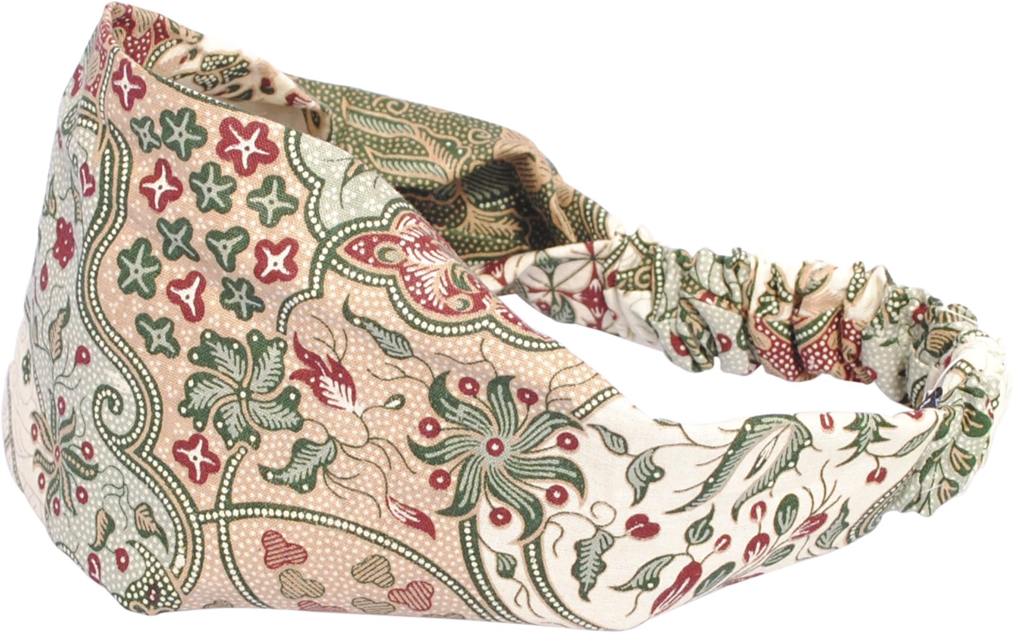 Cotton batik headband-Green-One size