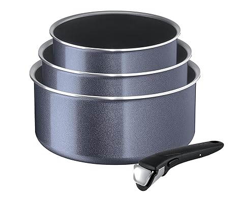 Tefal l2319302 Ingenio Elegance – Juego de 3 cacerolas y 1 Mango Aluminio Negro 28.5 x