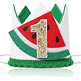 HIKLO Watermelon 1st Birthday Crown - Watermelon FIrst Birthday Party Decoration, Watermelon Crown Hat for Baby Girl, Cake Smash Photo Props, Outfits for Baby
