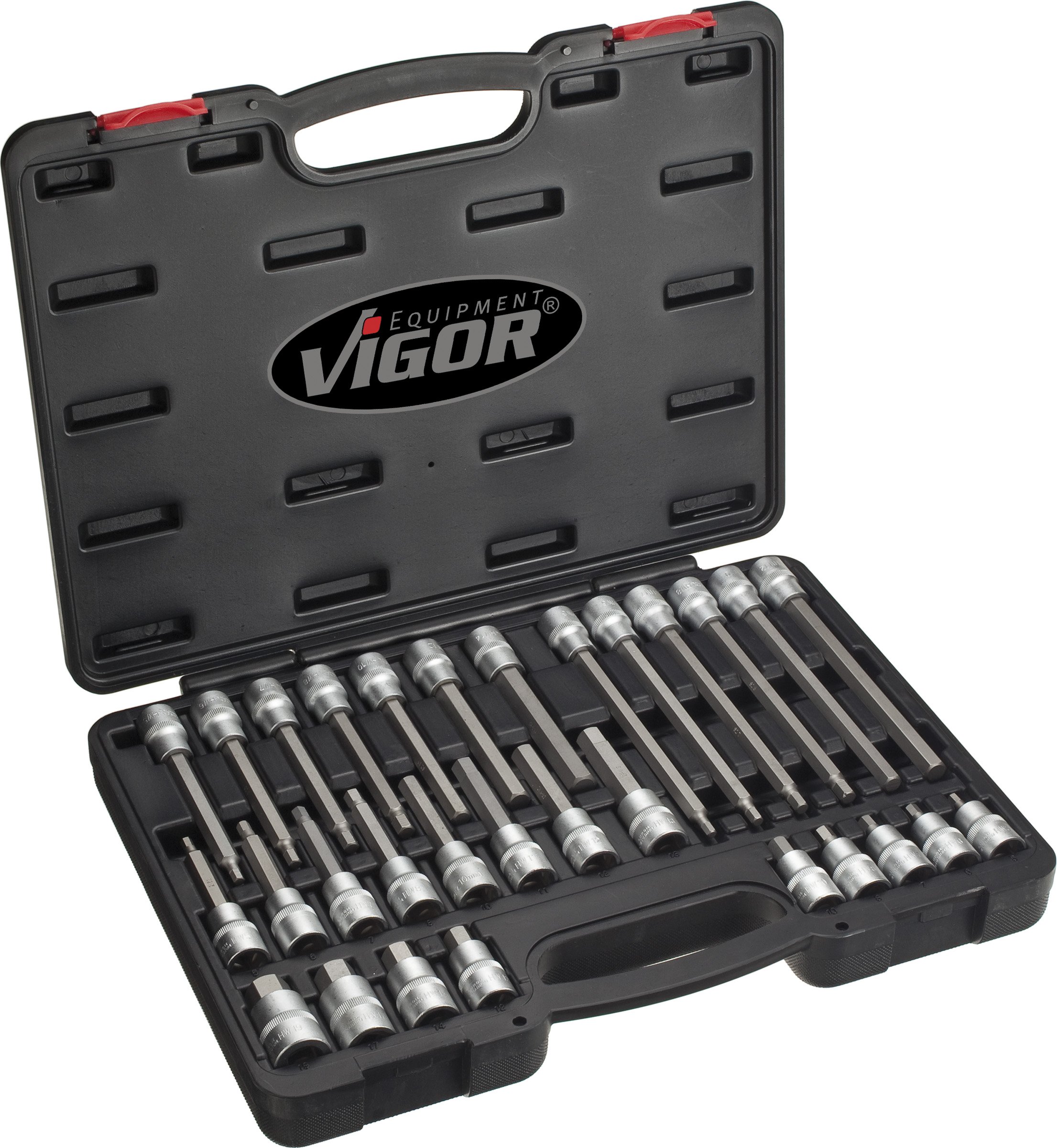 Vigor V1919 Screwdriver Socket Set for Inside Hexagon, 1/2"