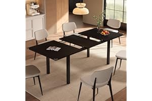 Einhomn Modern Extendable Dining Table for 4-6, 63" Farmhouse Kitchen Table, Rectangular Dining Room Tables for Dining, Kitch