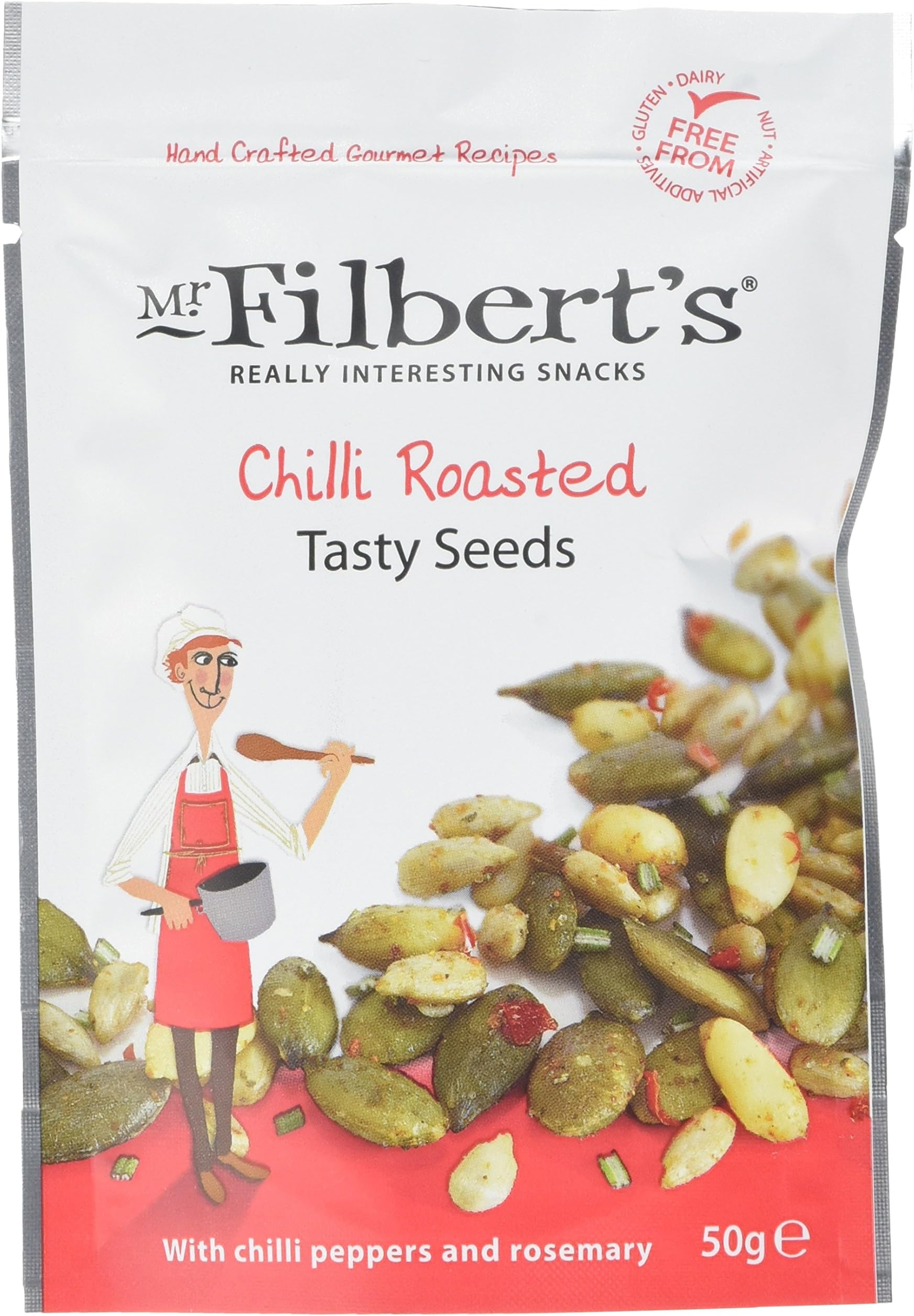 Mr. Filbert's Chilli Roasted Tasty Seeds, 50 g, Pack of 12