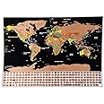 Scratch Off World and USA Travel Map XL Poster w Precision Scratch Tools 33" x 23" –197 Countries/Flags w Detailed Cartography, Great Wall Decor, Gift