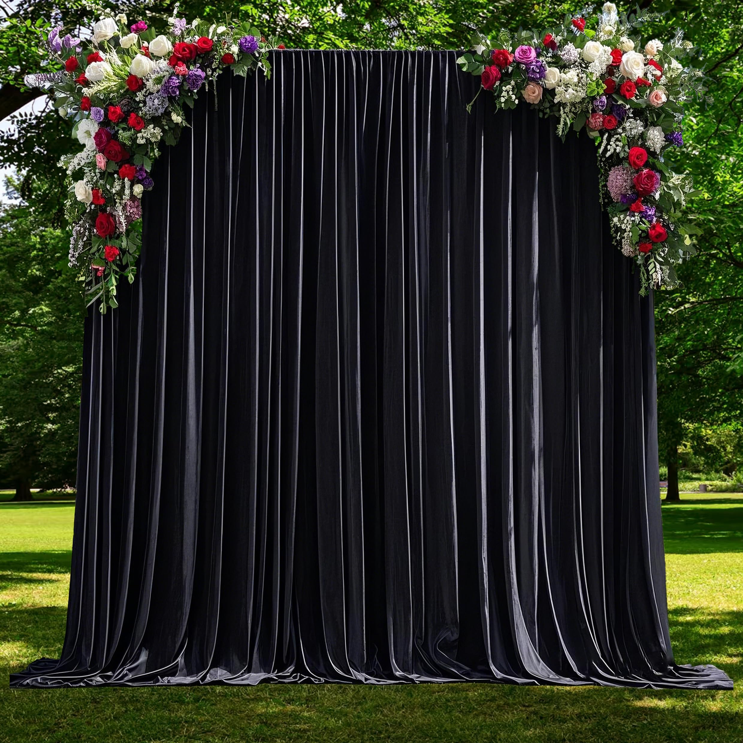 Photo 1 of Black Backdrop Curtains for Parties Wedding Drapes for Backdrop for Party Baby Showers Birthday Photo Background Curtain 10X10ft
