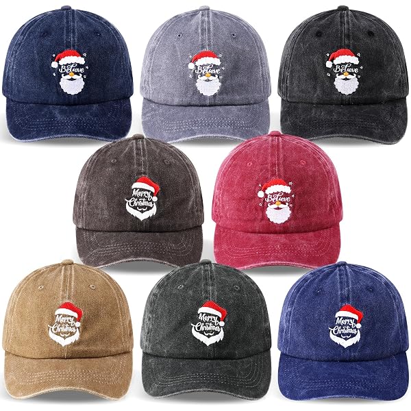 4 Pack Christmas Santa Baseball Hats - Funny Adjustable Holiday Caps For Women & Men, Red