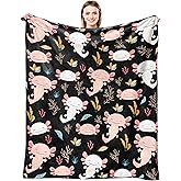 Axolotl Blanket Ultra Soft Flannel Throw Blanket Gifts for Axolotl Lovers Blankets for Girls Boys Kids Women Adults Stuff 50"X 40"