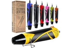 CHANDLER TOOL Heat Gun for Crafting, Mini Dual Temp Hot Air Gun Tool for Epoxy Resin, Shrink Wrapping, Vinyl Wrap, Embossing, Electronics, Candle Making, Sublimation, Phone Repair & DIY (Yellow/Black)