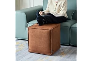 Louis Donné Storage-Friendly Unstuffed Pouf Ottoman Cover Microfiber Foot Rest for Living Room, Bedroom, Coffee Nook, Soft Durable Square Bean Bag Cushion Replacement (Brown, Only Cover)