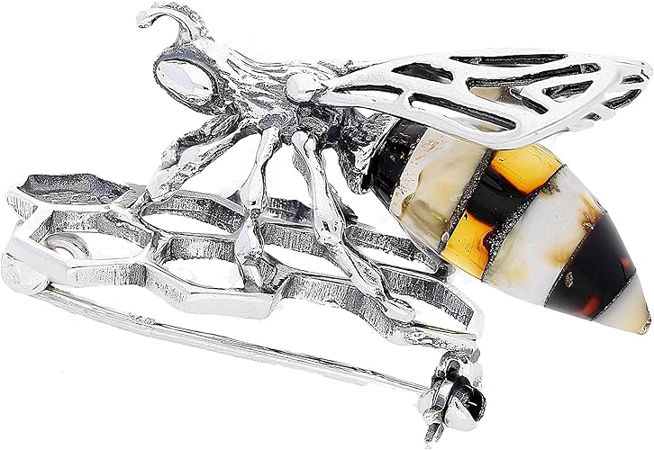 Amazon バルト海琥珀宝石 スターリングシルバー 925 ブローチ スズメバチ ハチ Kab 218 ネックレス 通販