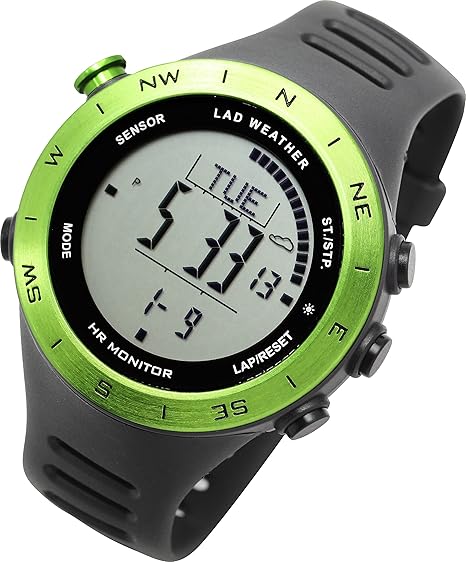 Amazon ラドウェザー ランニングウォッチ 心拍計 Usb充電 速度計 歩数計 気圧計 高度計 コンパス アウトドア腕時計 スポーツ時計 グリーン 通常液晶 メンズ腕時計 腕時計 通販