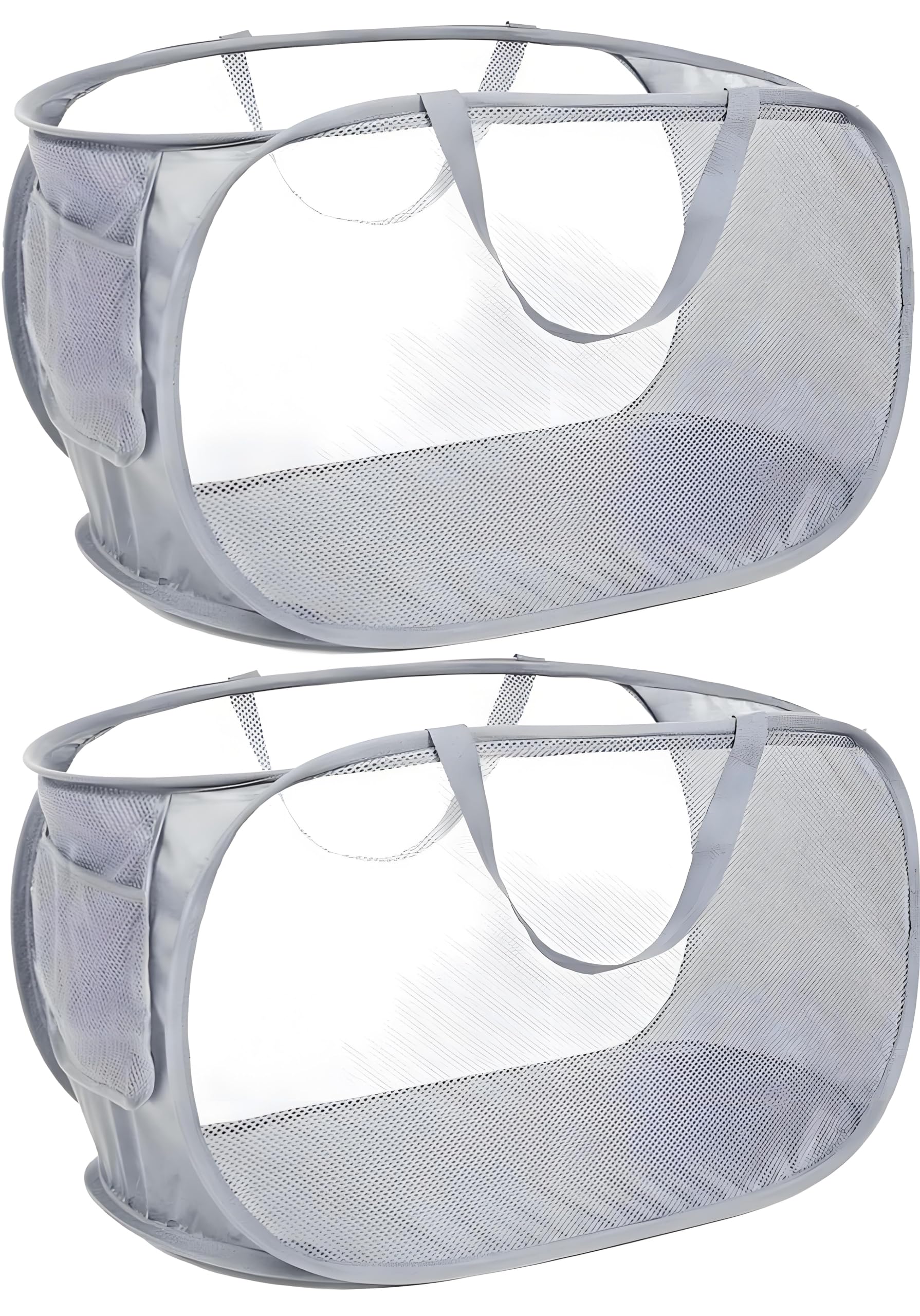 Kiswleon 75L Collapsible Laundry Baskets,2 Packs Folding Laundry Basket,Pop Up Laundry Basket with Handle,Collapsible Washing Basket for Bathroom,Kids Room,Grey