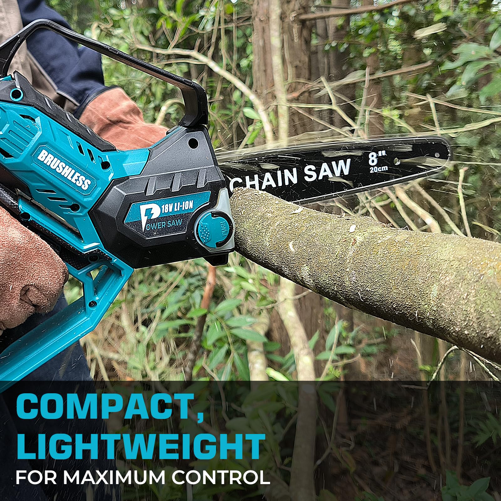 8-Zoll Kettensäge für Makita 18V Akku, automatischer Öler, bürstenlose 6-Zoll und 8-Zoll Akku Baumsäge, batteriebetriebene Mini-Kettensäge zum Holzschneiden und Baumbeschneiden (nur Werkzeug) 3