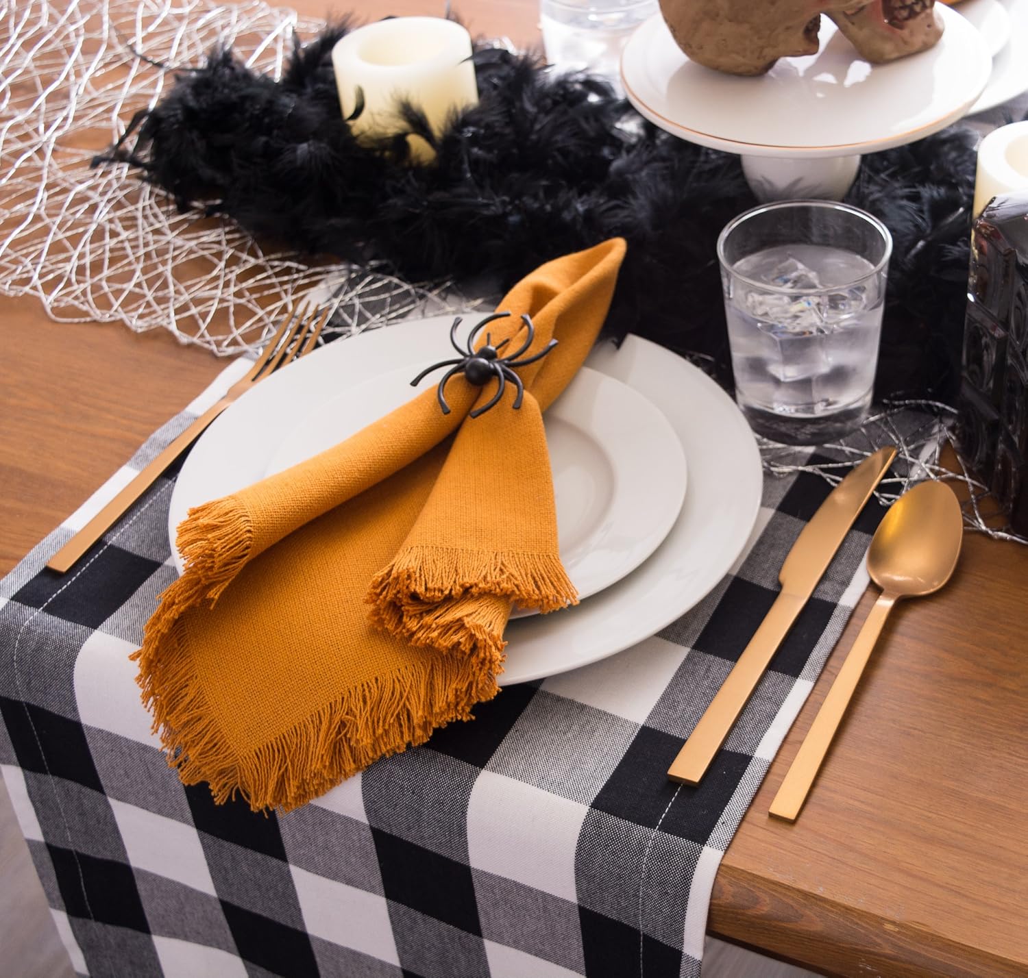 DII Classic Buffalo Check Tabletop Collection for Family Dinners, Special Occasions, Barbeques, Picnics and Everyday Use, 100% Cotton, Machine Washable, Table Runner, 14x72, Black & White: Kitchen & Dining