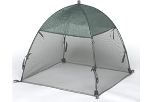 NuVue Products 24209 Pop-Up Garden Netting Bug and Shade Cover with Ground Spikes, Mesh Plant Cover Tent for Sun and Insect Control, Green, 52" x 52" x 54"