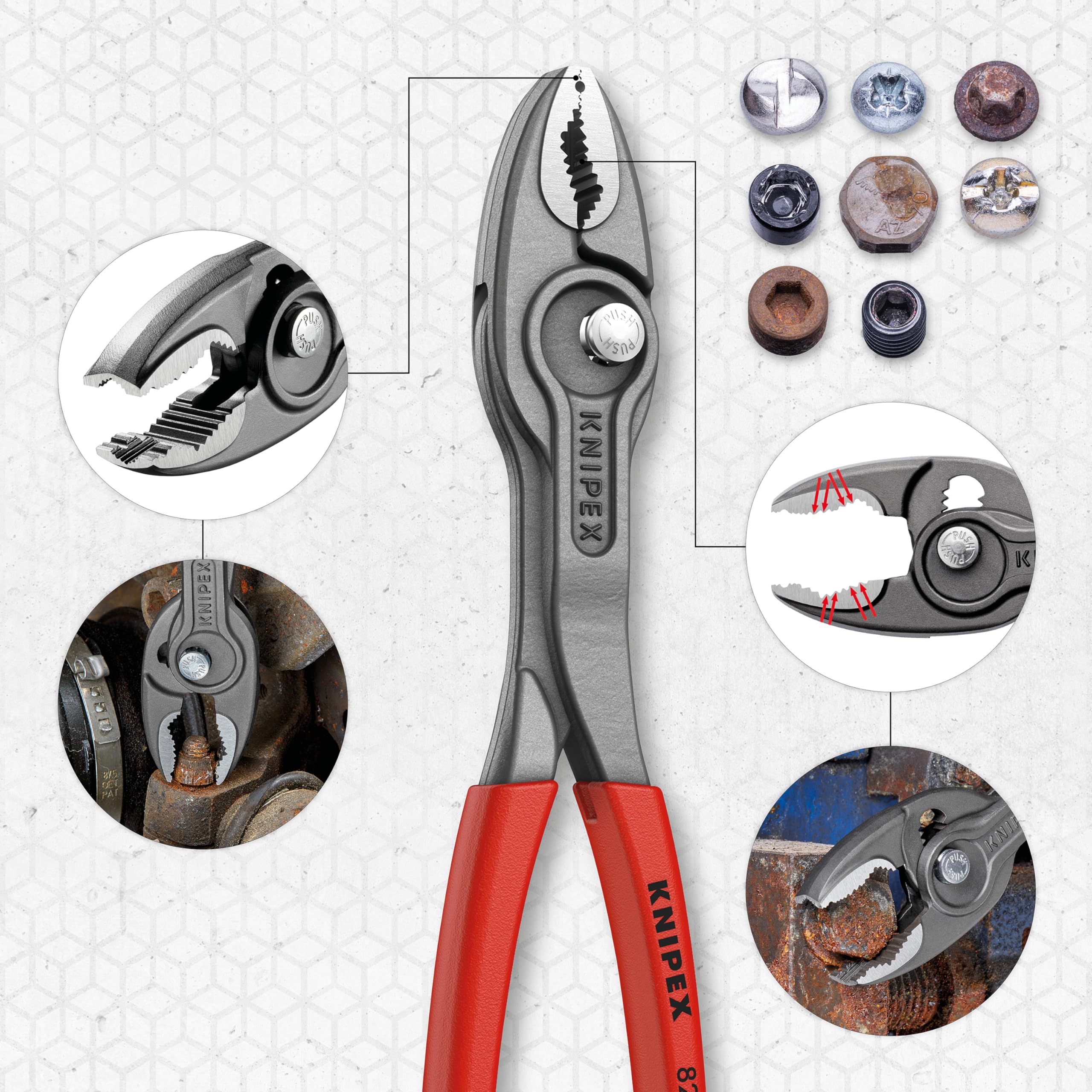 KNIPEX TwinGrip Front- und Seitengreifzange auf SB-Karte mit rutschhemmendem Kunststoff überzogen 200 mm, 82 01 200 2