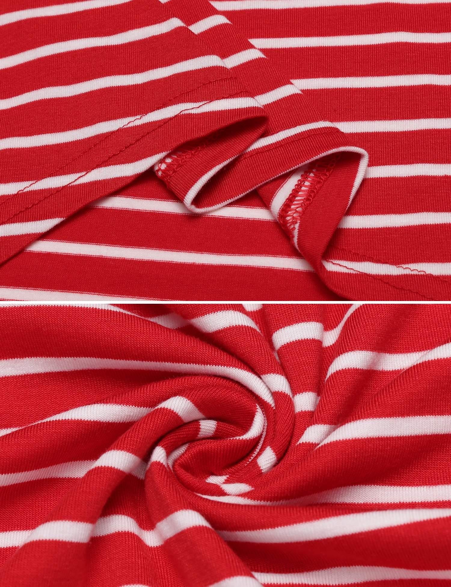 Women Off the Shoulder Swing Tunic Striped Loose Fit A line T-Shirt Dress Red/M