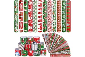 durony 48 Pieces Christmas Slap Bracelets Xmas Slap Wristbands Bulk with Assorted Christmas Theme Pattern for Christmas Party Favors Gift Bag Fillers