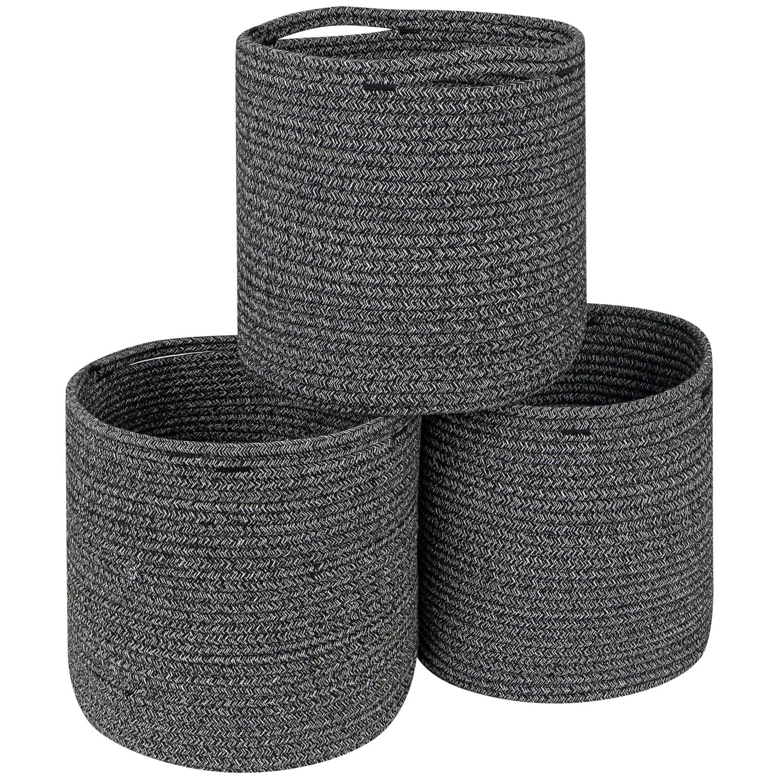 Photo 1 of (MISSING ONE) voten Storage Cubes Baskets Bins Organizer 11x11x11'' Fit 12x12''Cube Storage Organizer Bookcases Shelves,Roomy Cute Durable Woven Cotton Storage Basket for Organization,Round 3Pack Mixed Black