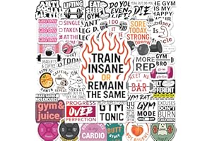 Gym Stickers 45 Pack - Workout Stickers for Water Bottle, Fitness Planner Stickers, Exercise Motivation Stickers - Waterproof