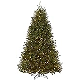 National Tree Company 7.5ft Pre-Lit Dunhill Fir Artificial Christmas Tree | 700 LED Lights, 10 Light Functions, 2,514 Tips, Foot Pedal, Includes Stand, Green
