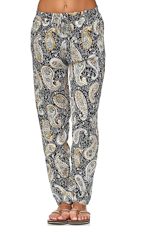 ellebasi24 GmbH Damen Sommerhose | All-Over-Print Haremhose | Schlabberhose aus 75% Baumwolle | Luftige Urlaubshose mit Tasch