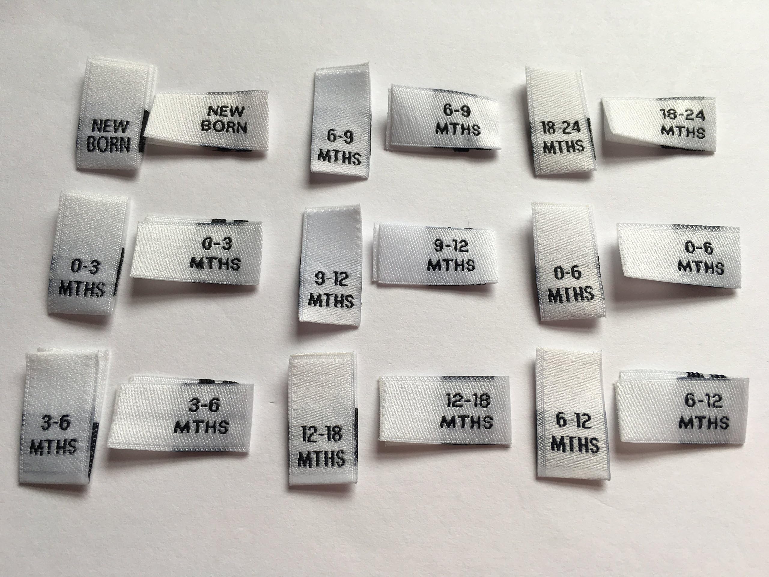 50 Pack Baby Woven Size Pips Labels Newborn 0-3 3-6 6-9 9-12 12-18 18-24 0-6 6-12 months Clothing Tabs (0-6 Months)