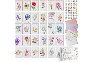 Dessie 100 Floral Blank Note Cards with Envelopes All Occasion. 100 4x6 Inch Blank Greeting Cards w/Pastel Color Envelopes & Floral Seals. 100 Different Floral Watercolor Designs - No Repeats.