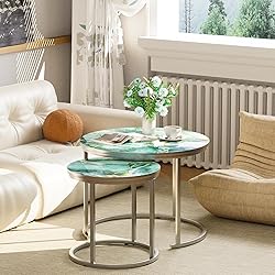 aboxoo Coffee Table Nesting Side Round Set of 2 End