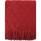 BATTILO HOME Christmas Decor Red Throw Blanket for Couch, Boho Bed Throws for Foot of Bed, Decorative Red Throws for Sofa Living Room, 50"x60"