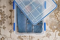 IRIS USA WeatherPro 27 Qt Storage Bins with Lids, 3