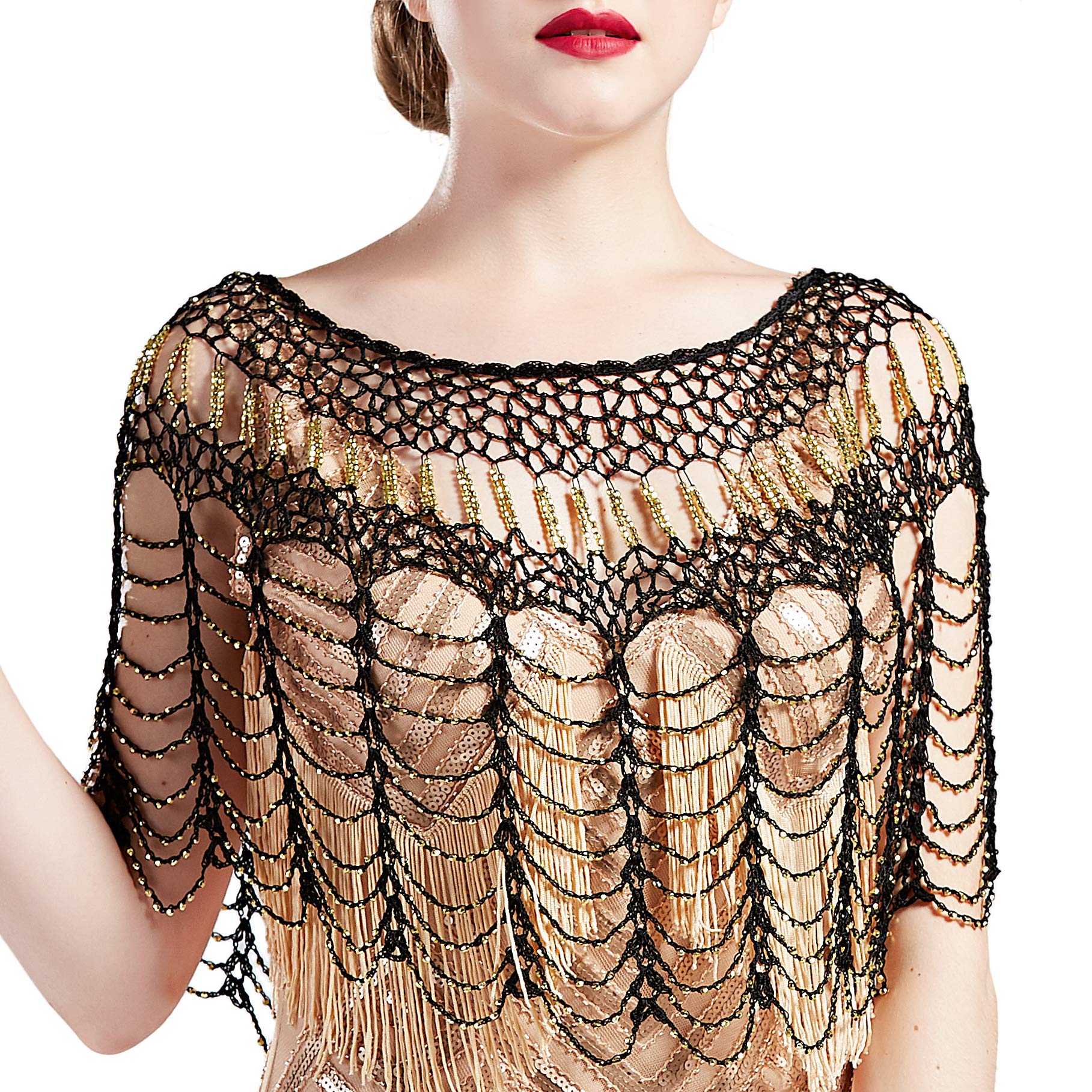 BABEYOND 1920s Shawl Wraps Gatsby Beaded Evening Cape Bridal Shawl Bolero Flapper Cover Up BABEYOND 1920s Shawl Wraps Gatsby Beaded Evening Cape Bridal Shawl Bolero Flapper Cover Up