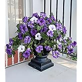 HyeFlora Artificial Flowers for Outdoors 2PCS Spring Faux Morning Glory Look Real Silk Flowers for Outside Planter UV Resistant Fake Flowers for Home Garden Balcony Yard Porch Deco Purple
