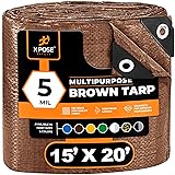 Multipurpose Protective Cover Brown Poly Tarp 15' x