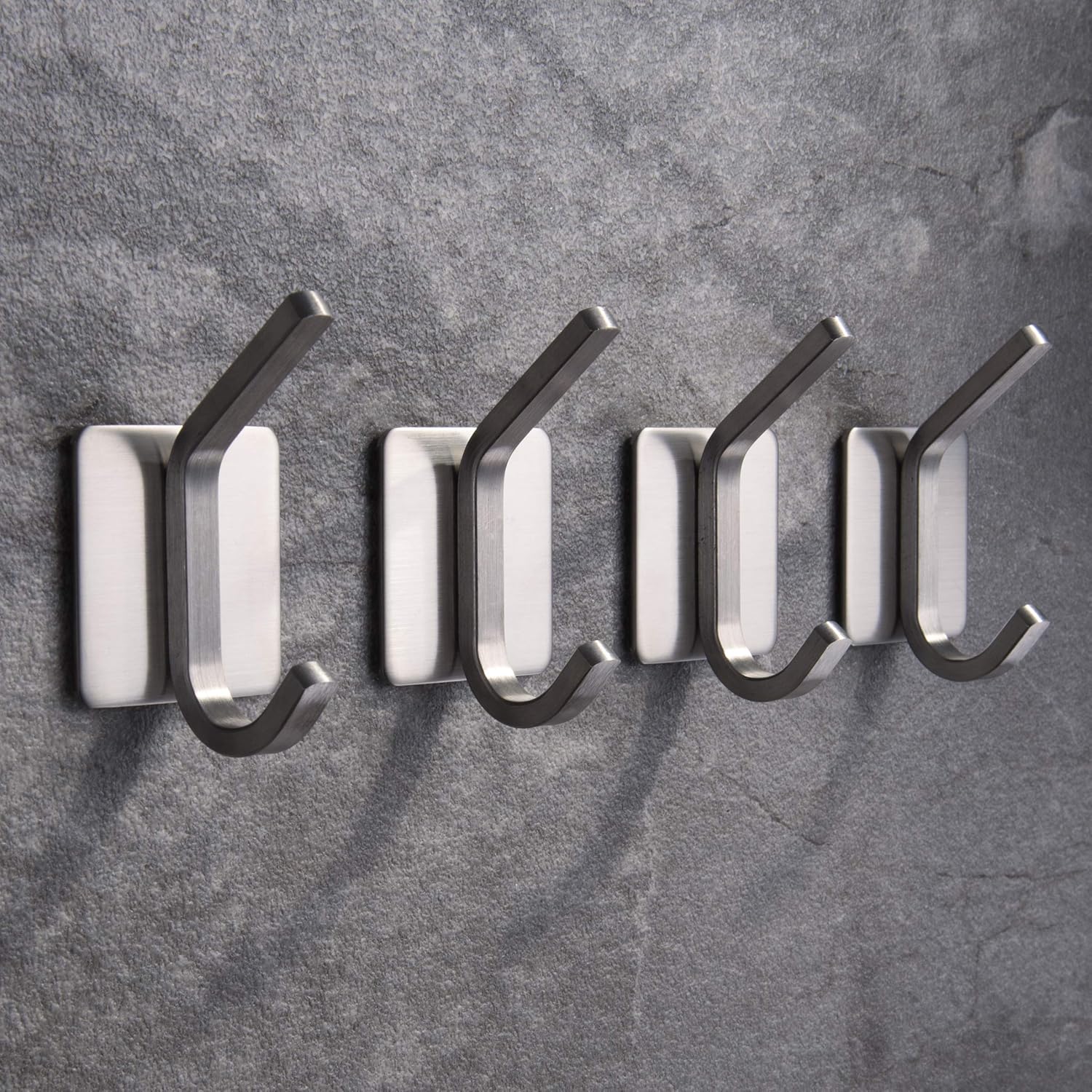 ZUNTO Towel Hook/Adhesive Hooks - Wall Hooks for Hanging Bathroom Stick on Hooks SUS 304 Stainless Steel Brushed, 4 Packs: Home & Kitchen