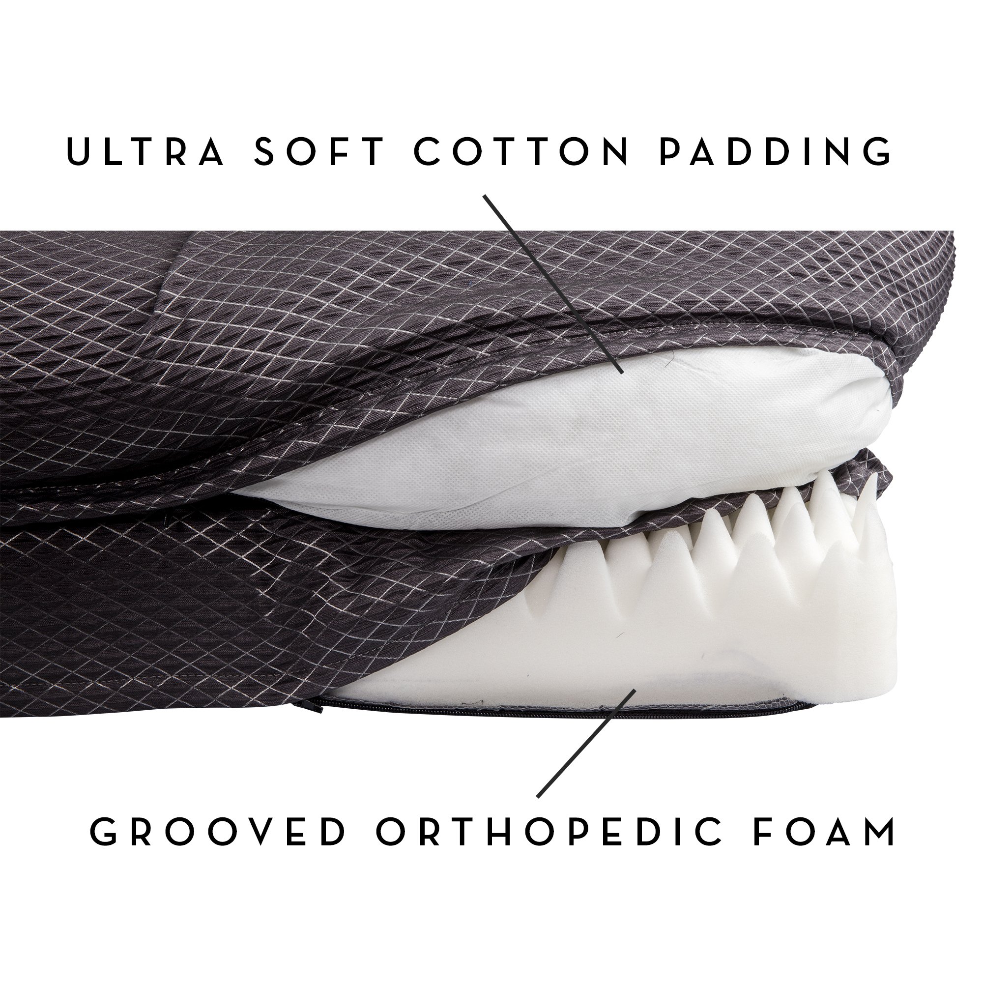 BarksBar Gray Orthopedic Dog Bed Snuggly Sleeper with Grooved Orthopedic Foam, Extra Comfy