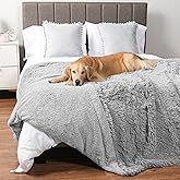 PetAmi Waterproof Dog Blanket for Large Dog, Calming Pet Blanket Bed Couch Cover Protector, Washable Sherpa Faux Fur Throw for Sofa Furniture Protection, Soft Fluffy 60x80 Light Gray