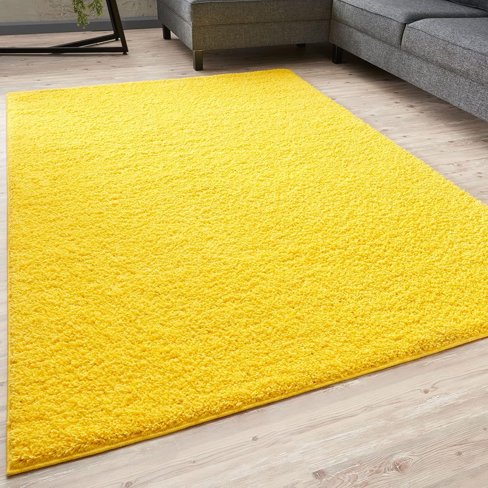 THE RUGS Living Room Rug Shaggy Soft 30 mm 120x170 Yellow