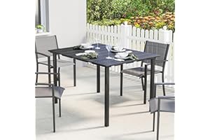 Outsunny Outdoor Dining Table for 4 People, Rectangular Patio Table with HDPE Top and Metal Frame, for Garden, Backyard, Deck