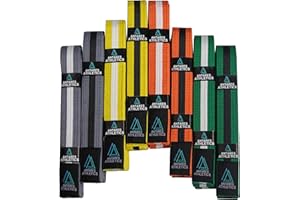Antares Athletics Brazilian Jiu Jitsu Belts Preshurunk Martial Arts Youth BJJ Belts for Girls & Boys with BJJ Ranking Stripes