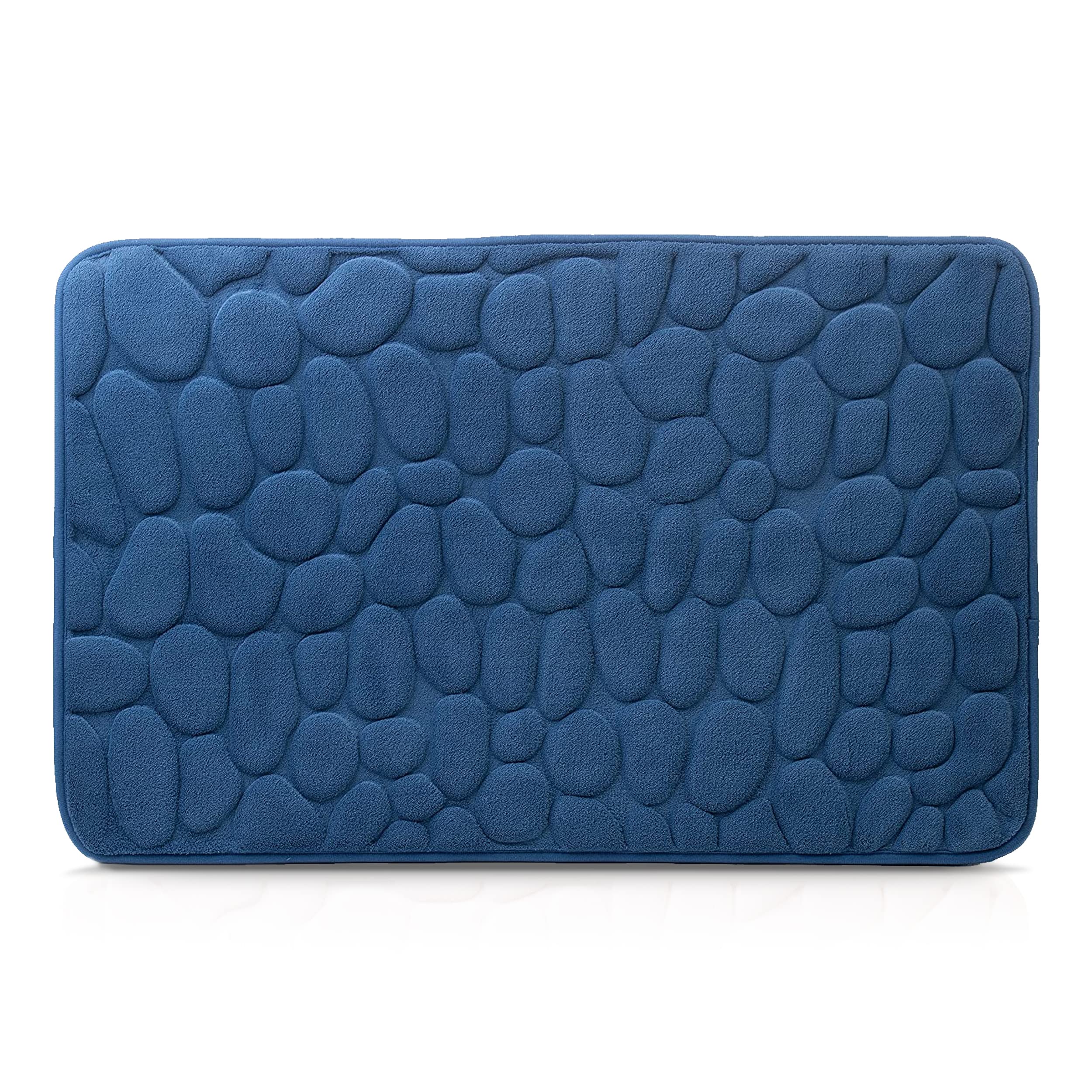 Amago - 100 Percent Polyester Microfibre Bath Mat, Stone Design, 50 x 80 cm - Blue