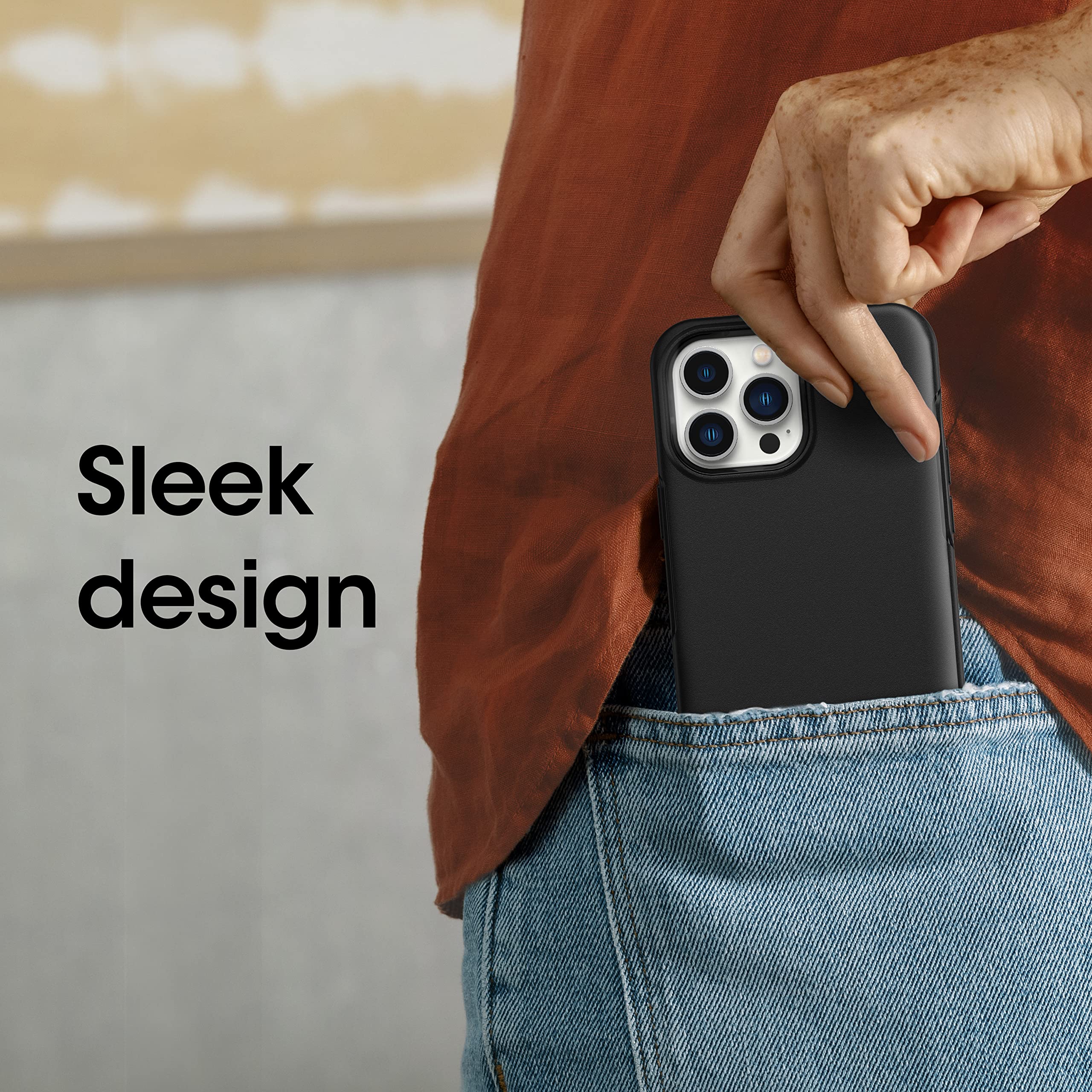 OtterBox iPhone 13 Pro Max & iPhone 12 Pro Max Symmetry Series Case - Black, Ultra-Sleek, Wireless Charging Compatible, Raised Edges Protect Camera & Screen